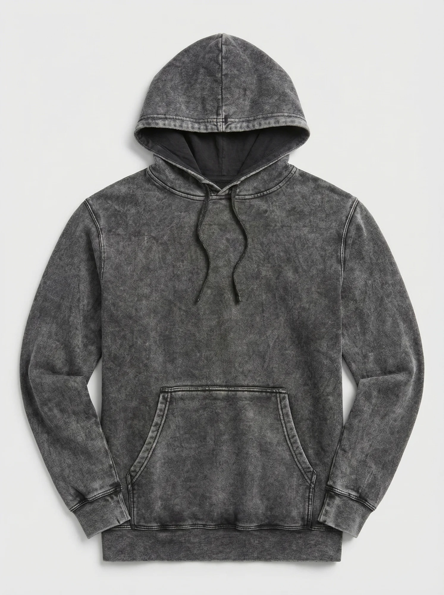 Black Midweight Mineral Wash Hoodie