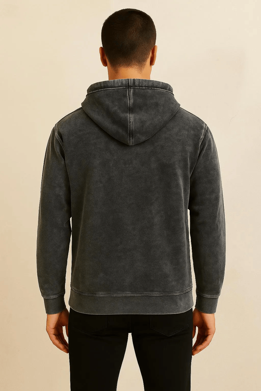 Black Midweight Mineral Wash Hoodie