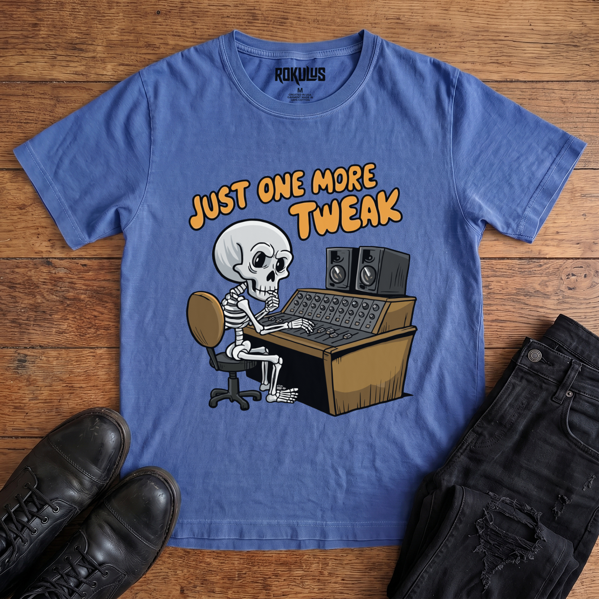 Skeleton Audio Engineer Vintage Graphic T-Shirt