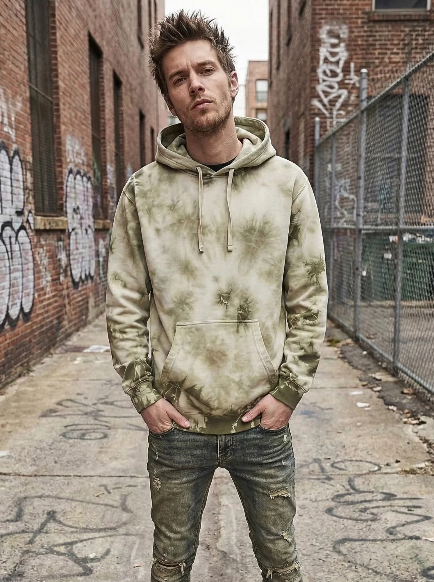 Olive Tie-Dye Hoodie