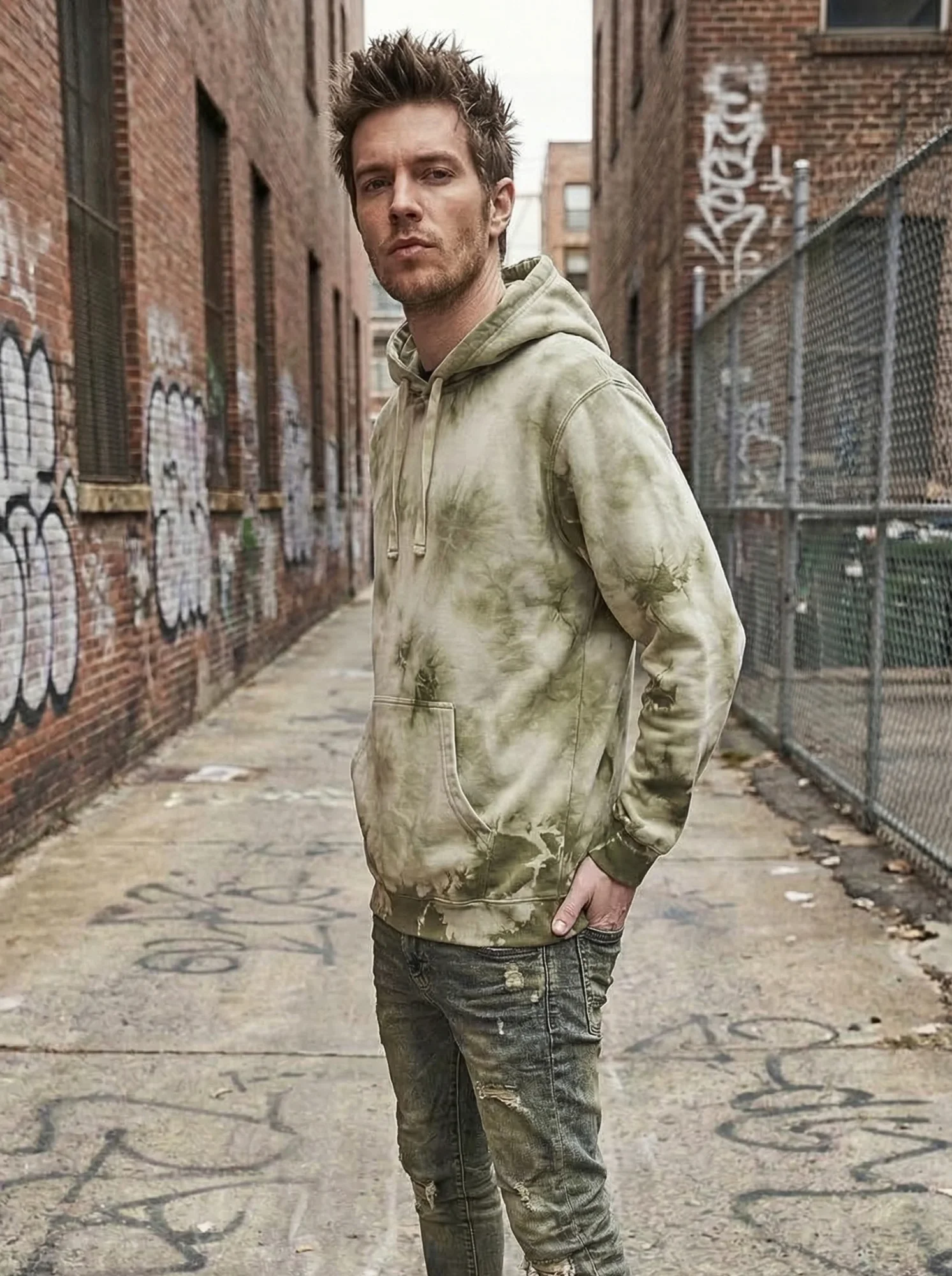 Olive Tie-Dye Hoodie