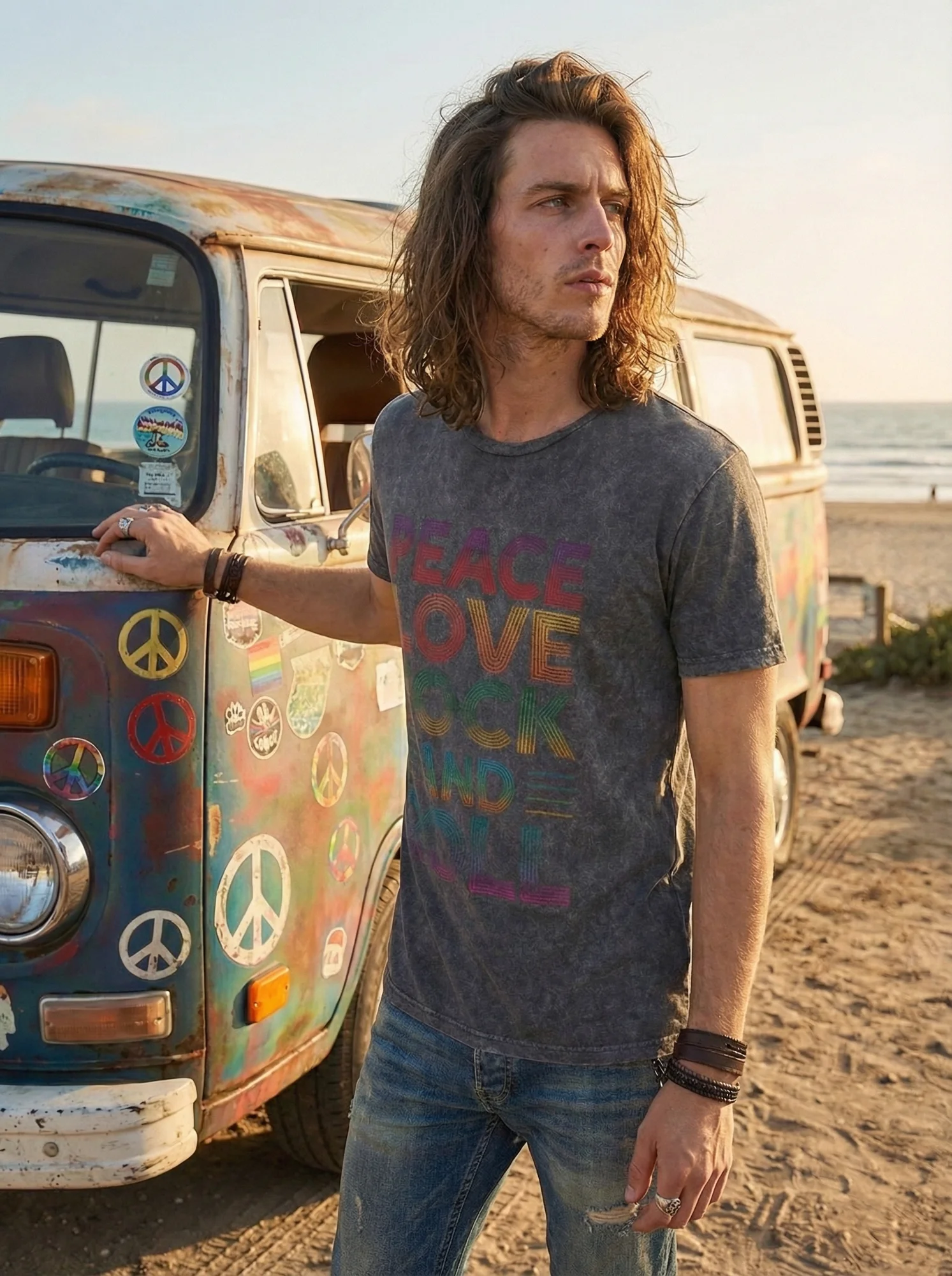 Peace, Love, Rock And Roll Vintage T-Shirt