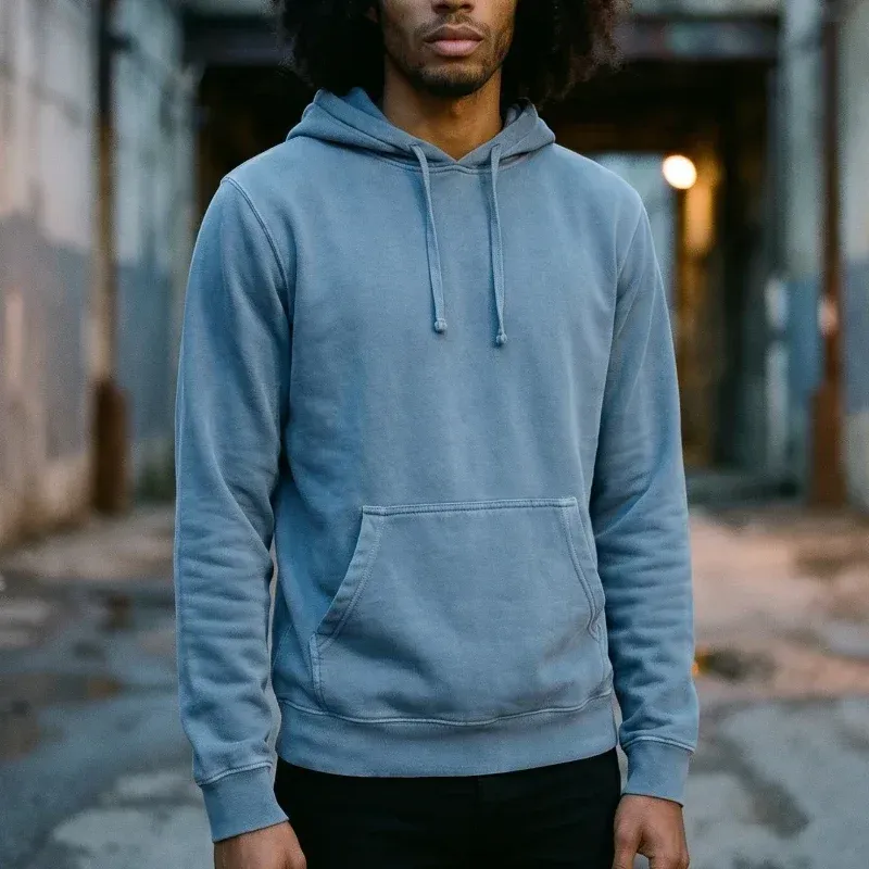 Blue Pigment Dye Hoodie