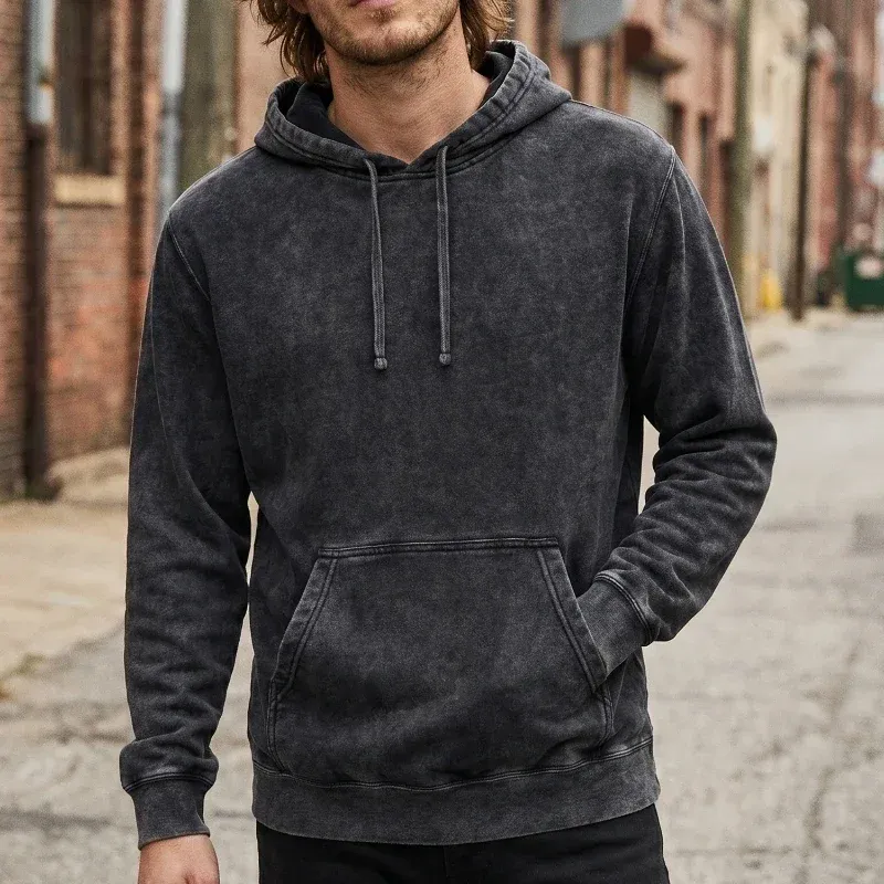 Black Mineral Wash Hoodie
